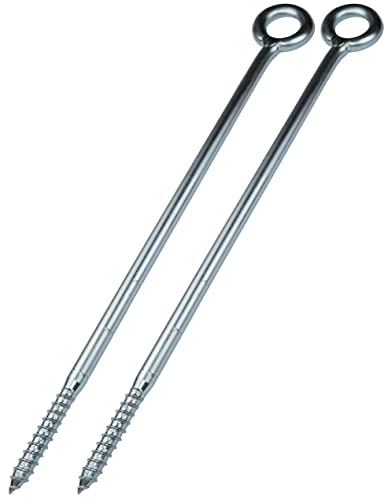 AERZETIX - C58292 - Satz mit 2 Schraubhaken öse ring Ø12x345mm für rohrgerüste - holznetz - wandbefestigung - aus stahl - farbe silber