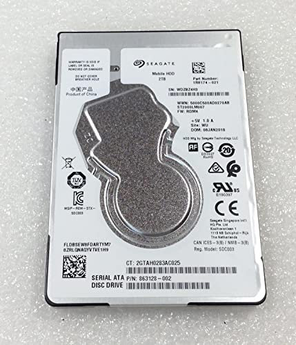for Seagate ST2000LM007 2TB SATA 600 2.5 Laptop Hard Drive 5400RPM 128MB also for Hp 400 600 800 G2 819636-001 SEAGATE ST2000LM007 2.5-inch 2TB SATA 5400 RPM