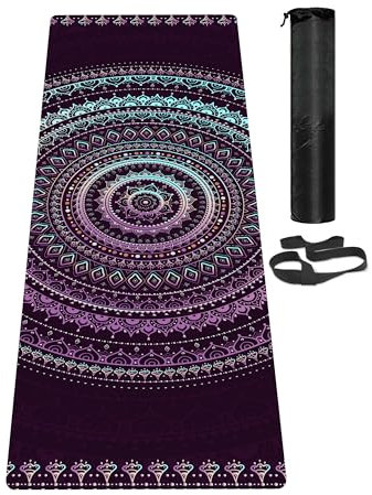 LaiEr Yogamatte, rutschfeste, umweltfreundliche Trainingsmatte mit Tragegurt, dicke Übungs- und Trainingsmatte für Yoga, Pilates und Fitness (183 cm x 61 cm x 6 mm) Mixed Color