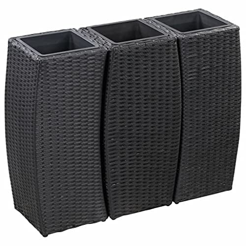 Yolola hochbeet wpc Blumenkasten 3 Innentöpfe blumenkasten hoch Pflanztopf Raumteiler hochbeet Balkon Pflanzkübel Blumentopf Blumenkübel-Schwarz-84 x 28 x 70 cm