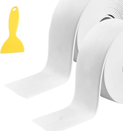 Cinta Selladora Impermeable, 2 rollos de cinta selladora baño para el baño para duchas, cocinas, baños, esquinas, decoración del baño, con herramienta de sellado(blanco)