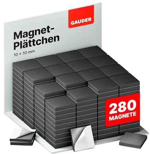 GAUDER Magnetplättchen selbstklebend | 280x Selbstklebende Magnete | Klebemagnete für Fotos & mehr | Magnete zum Aufkleben