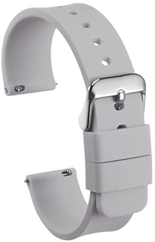 sourcing map Silicone Watch Band 16mm Width Quick Release Soft Rubber Replacement Watch Strap with Stainless Steel Buckle for Men Women, Grey