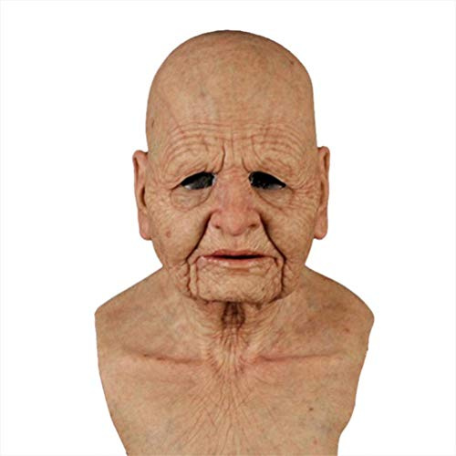 Mrisata Halloween-Maske, Realistisch, Alter Mann, Alte Dame, Gruselige Menschliche Latexmaske, Gruselige Faltenmaske, Halloween-Cosplay-Maske, Party-Requisiten (B)