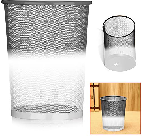 ARA CHOICE Colourful Mesh Waste Bins Rubbish Paper Wastebasket Trash Can Dustbin For Home Office Durable and easy to use Recycling Bin for Bedrooms Multi Colour. (Black)