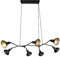 Trio Leuchten Pendelleuchte Roxie 311900732, Metall Schwarz matt/goldfarbig, exkl. 7x E14