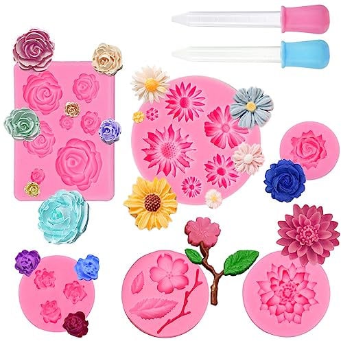 BDSHUNBF Molde de Silicona Reutilizable 6 Piezas para Jabón, Pastel, Caramelos, Chocolate, Gelatina y Cubitos de Hielo