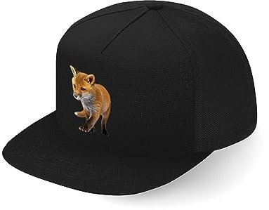 Lauthings Fox Cub Cute Fullcap Art Flat Bill Snapback Cap, Schwarz , Einheitsgröße