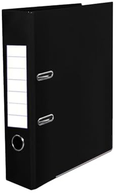 TENLITE Black A4 Lever Arch File 75mm Metal Edge Finger Pull Metal Ring Folders Spine Binder Stationery Document Holder File Organiser for Home Office School.