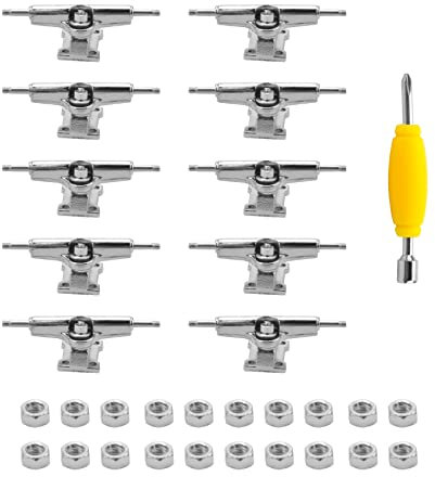 TEITEYER 10 Pcs 29mm Fingerboard Trucks Finger Skateboard Deck with Nuts with Spanner Screwdriver for Finger Skateboards