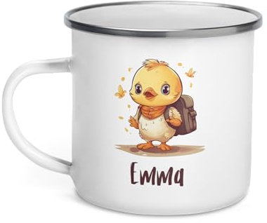 Tazza personalizzabile con nome per bambini, pulcino e gatto, cane, tazza per bambina, bicchiere, in metallo, acciaio, ceramica, regalo di Natale, compleanno (sacchetto)