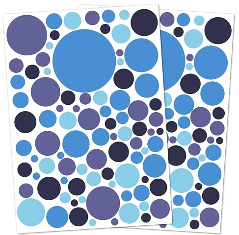 Punalu Kreis Set 176 Stück Wandtattoo für Babyzimmer Aufkleber Sticker Kreise Wandaufkleber Kinderzimmer Deko Punkte Dots Klebepunkte (blau)