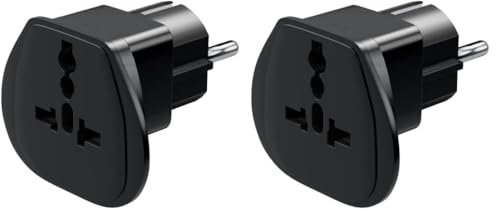 Goobay 94028 Universal Reiseadapter, Stromadapter, Schutzkontakt CEE 7/7, Schuko-Standard, Schwarz, 1 Stück (Packung mit 2)