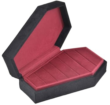BELOWSYALER Aufbewahrungsboxen, Gothic-Schmuckkästchen in Sargform, stilvolle Samt-Ringe, Halsreif-Box, Etui, Halloween-Schmuck-Organizer, Dekorationen für Mädchen
