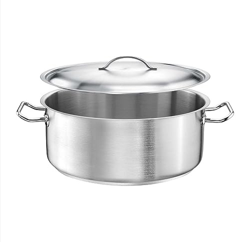 TOMGAST pentola profonda con coperchio diametro 32 cm PRO | capacità 10 l, altezza 13 cm | acciaio inox | base tripla | per piano cottura e induzione | lavabile in lavastoviglie