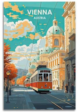 EERS Vintage-Reiseposter Wien, Österreich, dekoratives Gemälde, Leinwand-Wandposter und Kunstdruck, modernes Familienschlafzimmer-Dekor-Poster, 50 x 75 cm