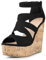 Allegra K Damen-Plateau-Peep-Toe-Sandale mit Riemchen und Reißverschluss hinten und Keilabsatz Schwarz 38