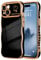LCHULLE for iPhone 15 Case for Women Girls,Cute Curly Wave Frame Shape Love Heart Pattern Phone Case,Raised Camera Protection Case ​Luxury Plating Shockproof Cover for iPhone 15 6.1,Black