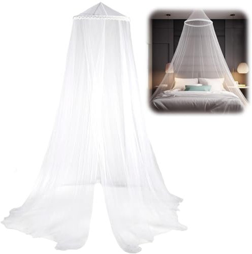 Forhome Moustiquaire de lit en Forme de dôme, Grand Moustiquaire pour lit,Moustiquaire,Ciel de Lit Moustiquaire pour Lit Double Simple,Convient aux Lits d'enfant, Lits Simples, Blanc