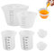6er Set Silikon-Messbecher für Gießformen, 10ml /100ml /250ml /500ml Epoxidharz-Mischbecher mit Skala Klares Silikonbecher-Set für DIY Basteln Labor Küche(FARBE:Weiß)