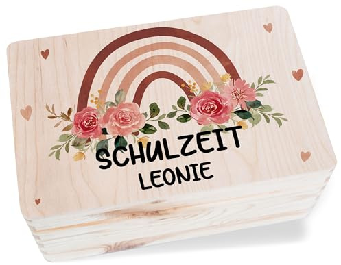 Holzkiste - Schulzeit Erinnerung | Meine Schulzeit Erinnerungsbox | Geschenk Schulanfang Einschulung - 30x20x14 cm - Holz - box einschulung￼ kiste 1. schuljahr schulanfänger schule geschenkbox