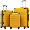 COOLIFE Koffer Trolley-Koffer Hartschalen-Koffer Rollkoffer Reisekoffer von ABS-Material mit TSA-Schloss Teleskopgriff und 4 Zwillingsrollen (Gelb/Schwarz, Koffer-Set)