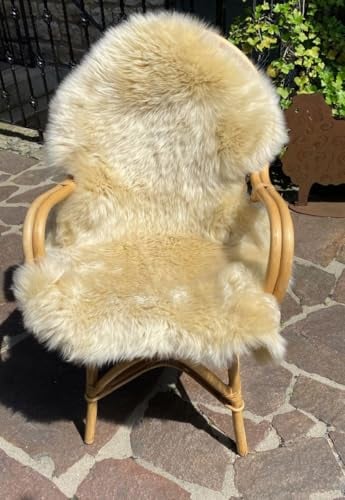 Hollert Lammfell Premium Neuseeland Bahama Sand weich flauschig Schaffell Couchauflage Teppichläufer Größe 100-110