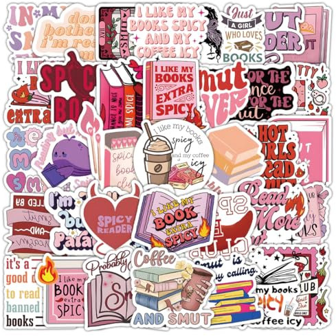 Autocollants pour livre Kindle adulte, autocollants humoristiques et esthétiques pour ordinateur portable, iPad, liseuse électronique, bouteille d'eau, pour filles, holographique, étanche, romance