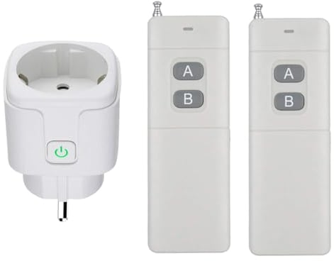 Funkschalter 15A EU Funksteckdosen Set Steckdose 300m 400m 500m mit 2 stück Fernbedienung Funkfernbedienung steckdose schaltbare funkschalter außen outdoor lichtschalter (mit 2 Sendern)