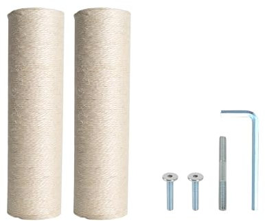 Dimaka Kratzbaum Ersatzstange für Katzen, Karton und Sisal (Beige-2 Stämme, 20 cm)