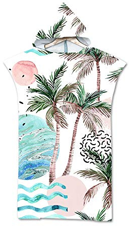 Lukery Handtuch Poncho mit Kapuze, Surf Poncho für Damen Herren Jugendliche, Umziehhilfe Strand Drucken Badeponcho, Kompakt und Sehr Leicht Robe aus Mikrofaser für Strand Schwimme 75x110cm