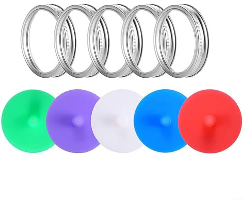 Paquete de 5 tapas elásticas de silicona, tapas de silicona Airlock de fermentación para almacenamiento de granos de café y encurtidos caseros (B)