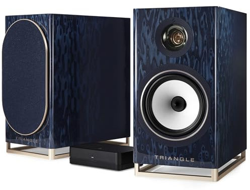 TRIANGLE - Capella Verbundene Lautsprecher - Drahtlose Bibliothek 2 x 100W - Wi-Fi & Bluetooth - Airplay/Chromecast - TV Arc und Optical - Made in France - 200 x 380 x 315 mm - Astralblau (Paar)