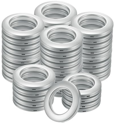 M METERXITY 50 Anillos para Cortinas De 1-9/16 Diámetro Interno Plata Mate | Anillos De Plástico Para Cortinas Bajo Ruido Para Ventanas/Tela, Cortinas Para El Hogar