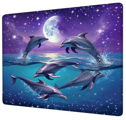 Mouse Pad Grey Mouse Mat Small 200x150x3mm Desk Mat, Mini Gaming Mouse Pad Dolphin Mousepad with Stitched Edges, Waterproof Surface, Mouse Mats for Wireless Mouse Travel Office Laptop Portable H1-208