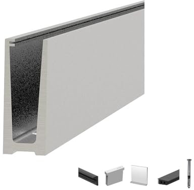 Kit de construction 1 de garde-corps en verre | argent anodisé | pour épaisseur de verre 16,76 mm | L : 2500 mm