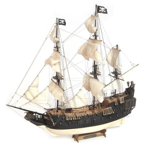 Occre 12012 Galeone Pirat Schwarzer Schwan (Black Swan) - Bausatz aus Holz und Metall im Maßstab 1:75, L: 613mm, Höhe: 585mm, Breite: 257mm, inkl. Segel