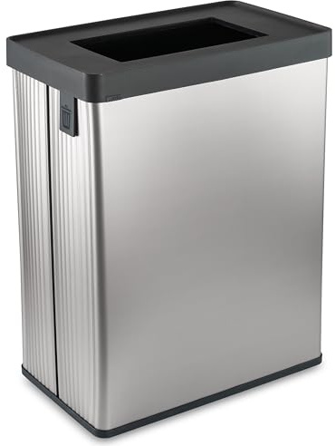 CURVER Verto 54L Recycling Bin, Bag Separation, Open Lid, Easy Sorting, Sleek Design, Pearl Silver