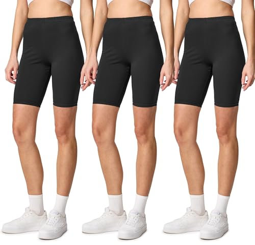 Merry Style Kurze Leggings Damen Shorts aus Baumwolle Komfortable Kurze Hose Radlerhose Ideal für den Alltag und Sportaktivitäten MS10-200 (Schwarz 3-er Pack, M)