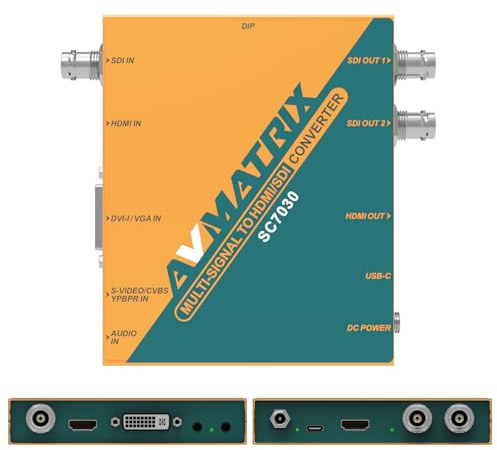 AVMATRIX Multi-Signal zu SDI/HDMI Videokonverter(SC7030) | Unterstützt 3G/HD/SD, Re-Clocking, Equalization, Signal-Retiming, 1080p@60Hz