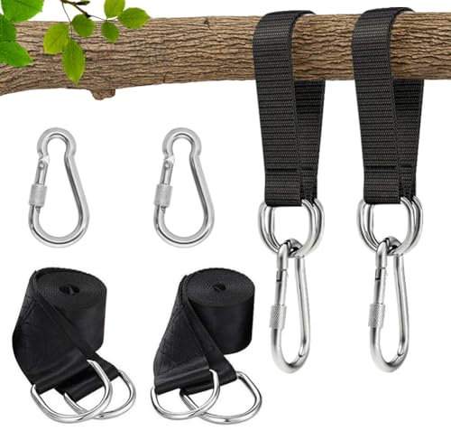 Hängematte Befestigungs 2er Pack Baumschaukelgurt Schaukel Aufhängung Hängematten Gurte mit 2 Hakenkarabinern für Camping Outdoor Schaukel Baum Aufhängung Hängemattenzubehör max 200 kg