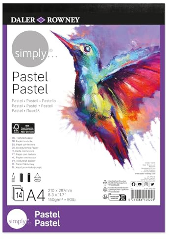 NEU Simply Pastellpapier Block, einseitig geleimt, 16 Blatt – 150 g/m², DIN A4