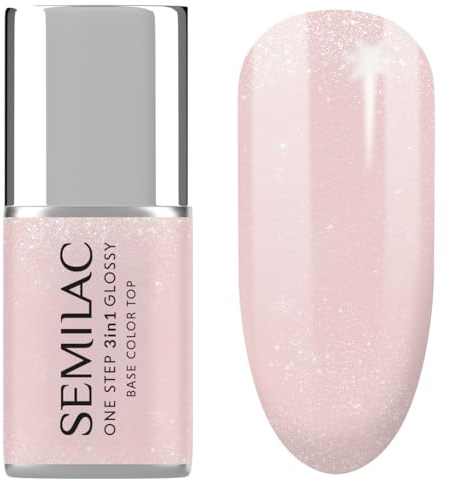 Semilac UV-Nagellack 3in1 One Step Glossy S259 Naked Glitter Beige 7 ml