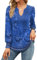 EFFAN Ladies Tops Elegant Gifts for Women Long Sleeve Tops Xmas V Neck Casual T Shirts Long Sleeve Tunic Blouse, Floral Dark Blue L (UK 16-18)