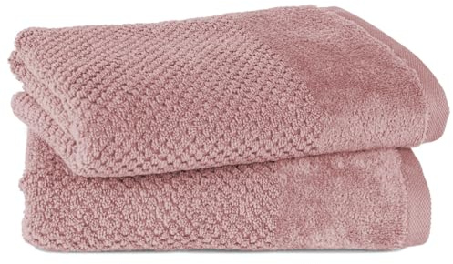 Pure Label Handtuch - 2er-Pack 50x100cm aus 100% Baumwolle - saugstark, schnelltrockend & weich - Handtücher mit Anhängeschlaufe - Oeko-TEX Zertifiziert - Mauve