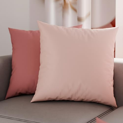 PETTI Artigiani Italiani - Lot de 2 Taies d'oreiller de Lit 40x40 cm, Housses de Coussin Unies Double Face Rose Poudré Clair et Foncé, Taie Oreiller 100% Microfibre, Fabriqué en Italie