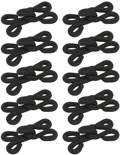 DCYQAIN 10 Sets Fabric Covered Sewing Hooks and Eyes, 23mm Black Invisible Hook and Eye Closures, Sew-On Fasteners for Bras Jackets Dresses Skirts Coats