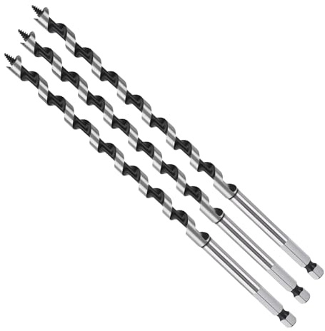 MOXPIFY 3pcs 12mm Wood Auger Drill Bits 230mm Long, Timber Drill Bits | Hex Shank, Extra Long Wood Drill Bits For Woodworking (3pcs x 12mm x 230mm)