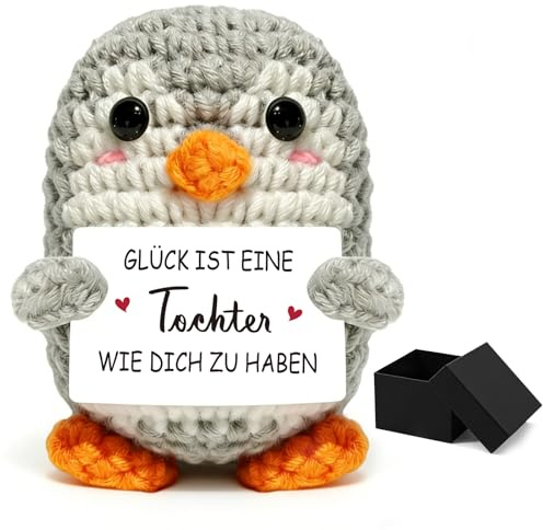 YIYAOSAN Geschenke für Tochter, Pocket Hug Positive Pinguin Puppe, Glück ist Eine Tochter Wie Dich zu Haben, Beste Geschenk zum Kindertag Weihnachten Silvester Geburtstag Oster Adventskalender
