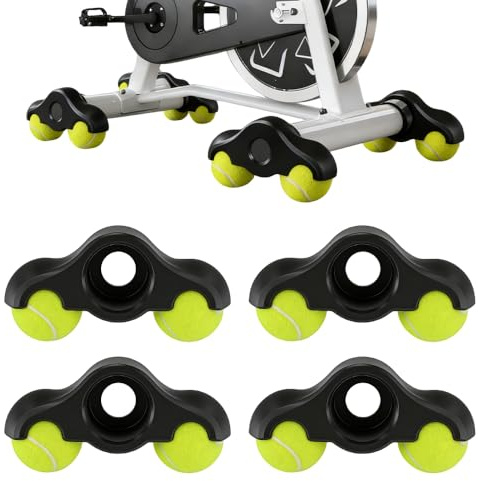 Weciau 4 Stück Rocker Plate Feet, Stoßdämpfende Core-Trainingsausrüstung, Tragbarer Wippplatten-Fahrradtrainer, Tennisballfüße für Wahoo Kickr Core Rollentrainer, Mit 8 Tennisbällen